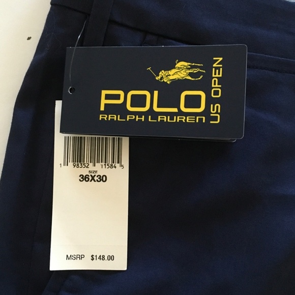 Polo Ralph Lauren US Open Chino Golf Pants Mens 36x 29.5 Navy Blue Wicking $148 - Picture 9 of 15